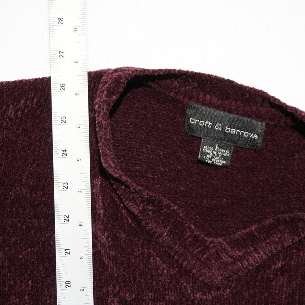 Croft & Barrow Chenille Sweater Men’s L Burgundy V-Neck Textured Minimal - Picture 7 of 9
